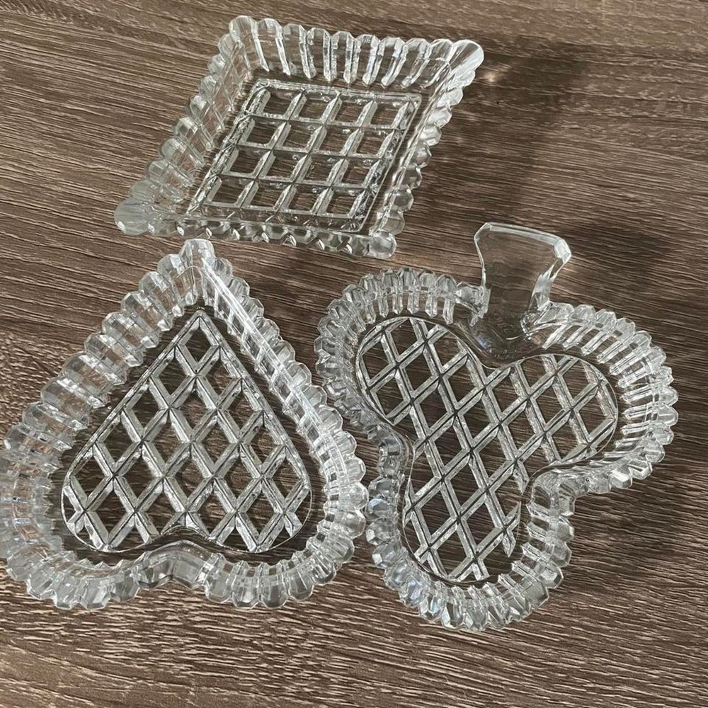 Vintage set of 3 Glass trinket